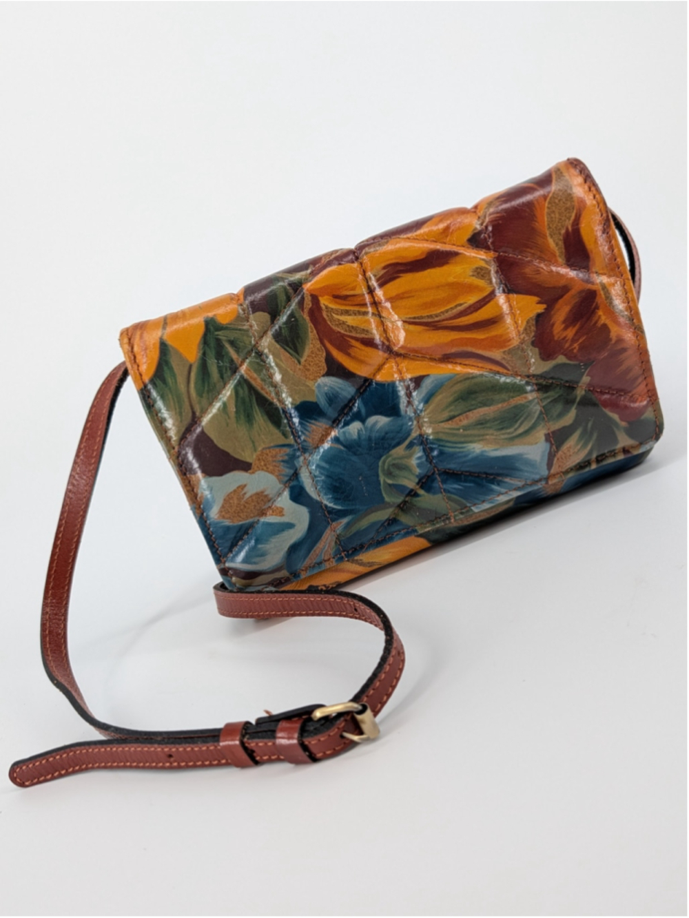Patricia Nash Penley Marigold Harvest Quilted Leather Crossbody Clutch Dust Bag